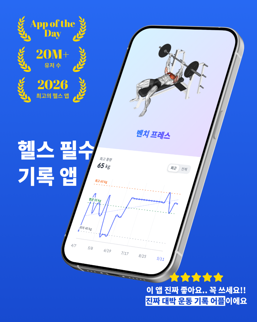 벤치 프레스 최고 중량 65kg 그래프가 표시된 RISE 앱 화면